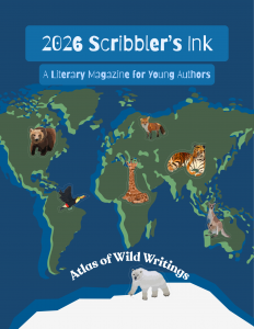 Scribbler’s Ink student literary magazine cover featuring poetry, stories, essays, and artwork by Online Scribblers students upcoming for 2026