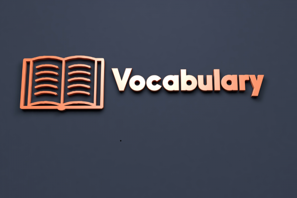 ‘Vocabulary’ text representing Online Scribblers courses focused on word study, language skills, and writing development.